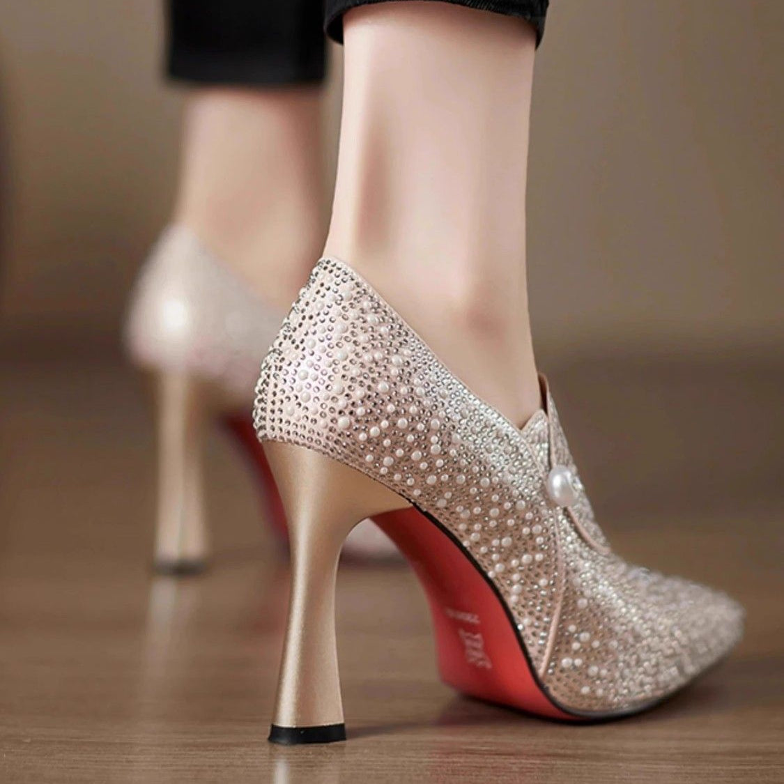 Image of Polly | Women's Embellished Pointed Toe Stiletto Heels