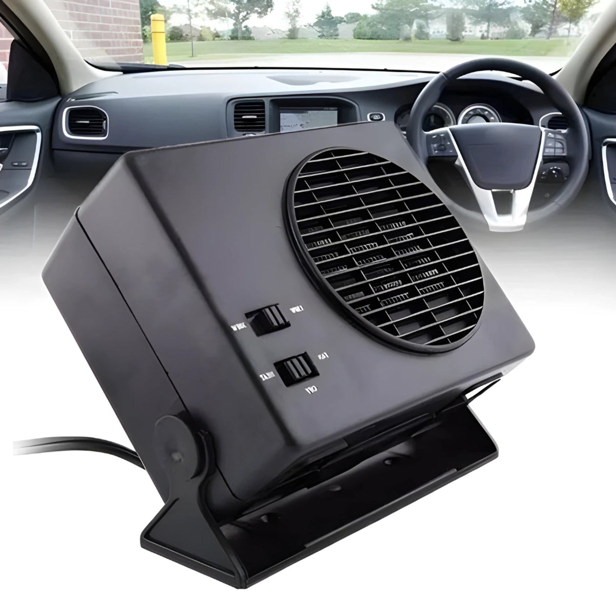 Portable 12V Ceramic Car Fan Heater with Rapid Cabin Heating and Heat Modes