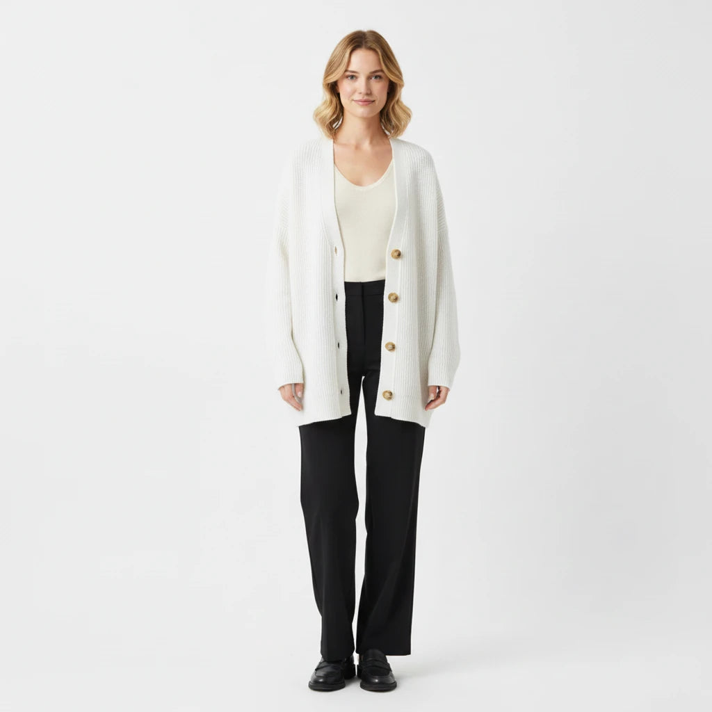 Oversized Ribbed Knit Cardigan for Women