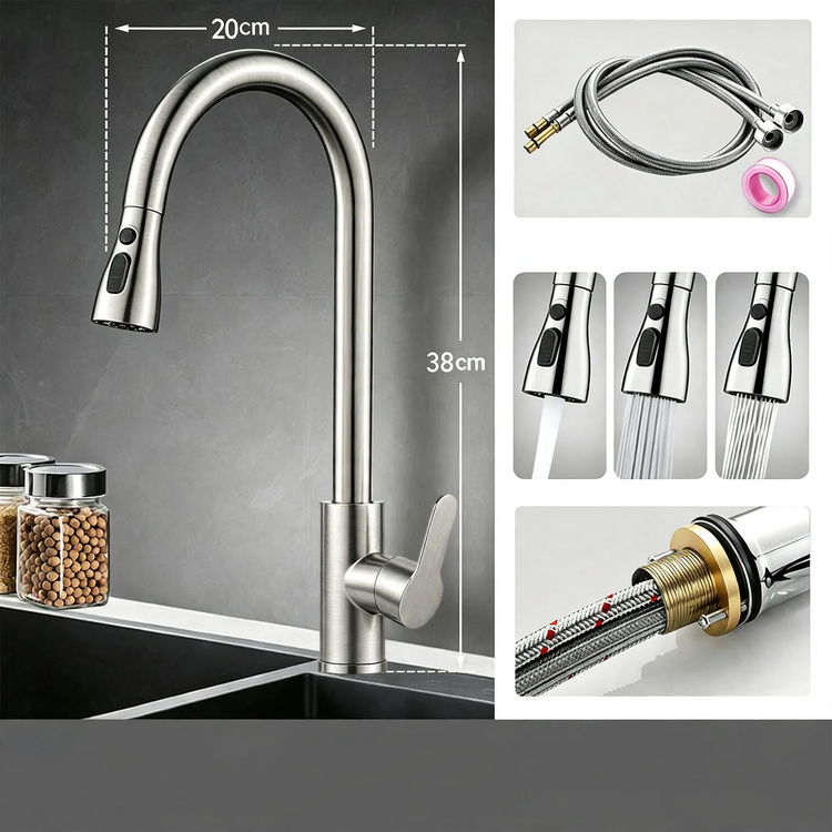 Pull-Down Kitchen Faucet with Ceramic Valve