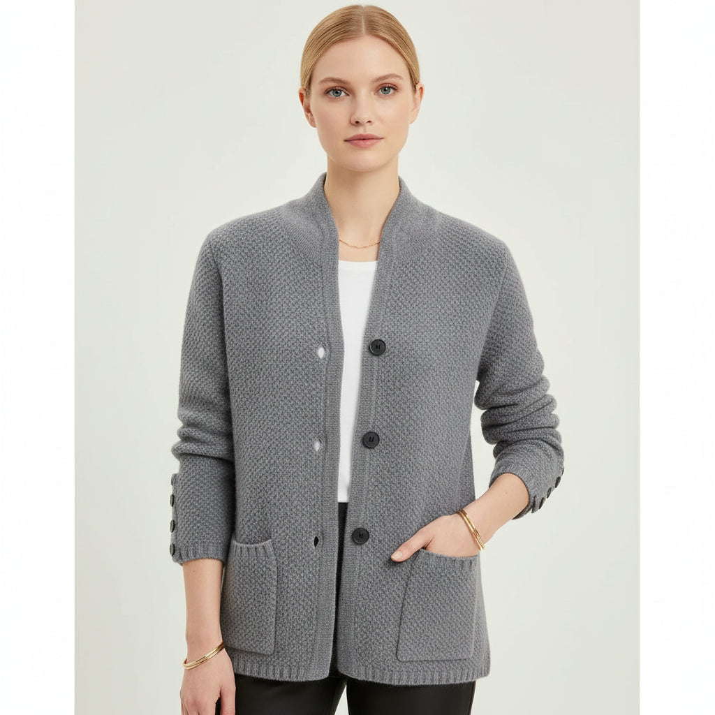 Button Front Knit Jacket for Women 