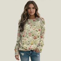 Floral Crew Neck Sweater for Women