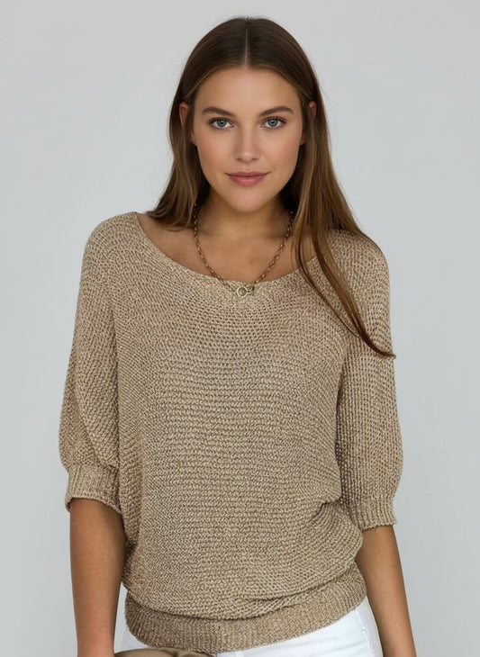 Short Sleeve Knit Sweater for Women 