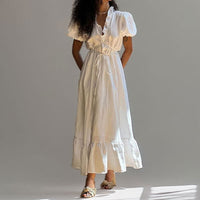 Reagan | Women's Puff Sleeve A-Line Maxi Dress