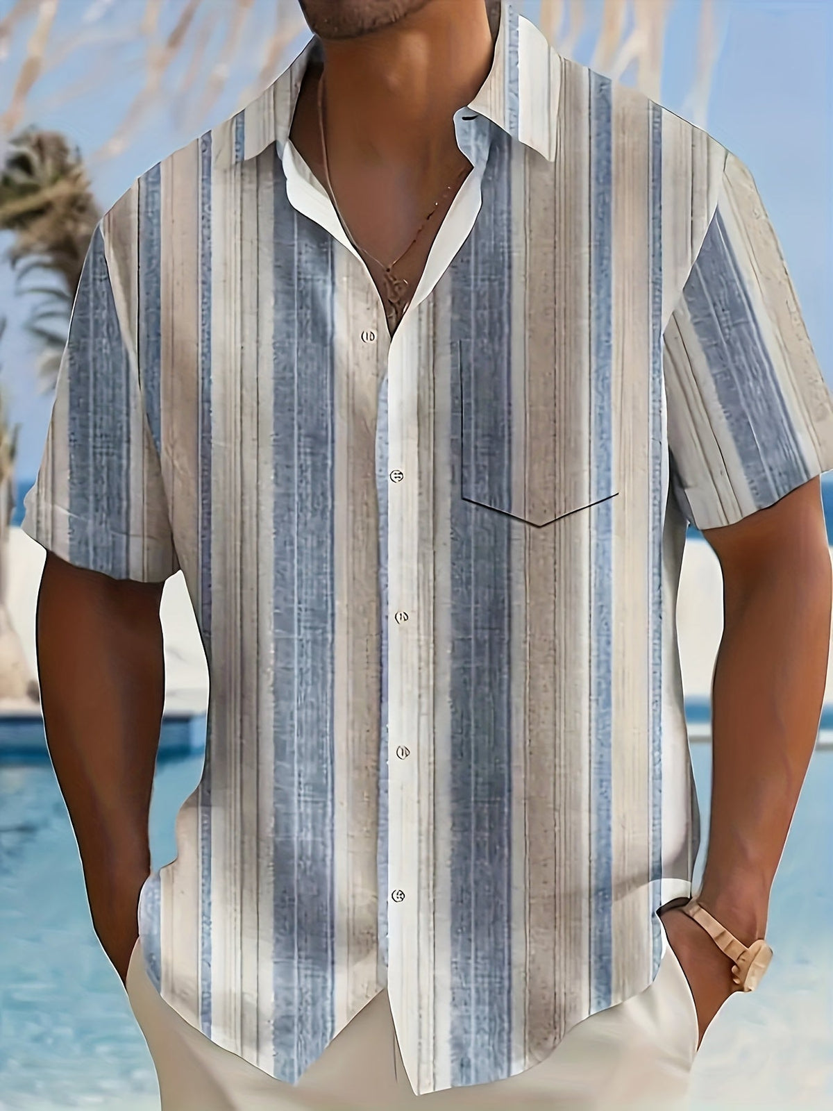 Relaxed Striped Short-Sleeve Shirt
