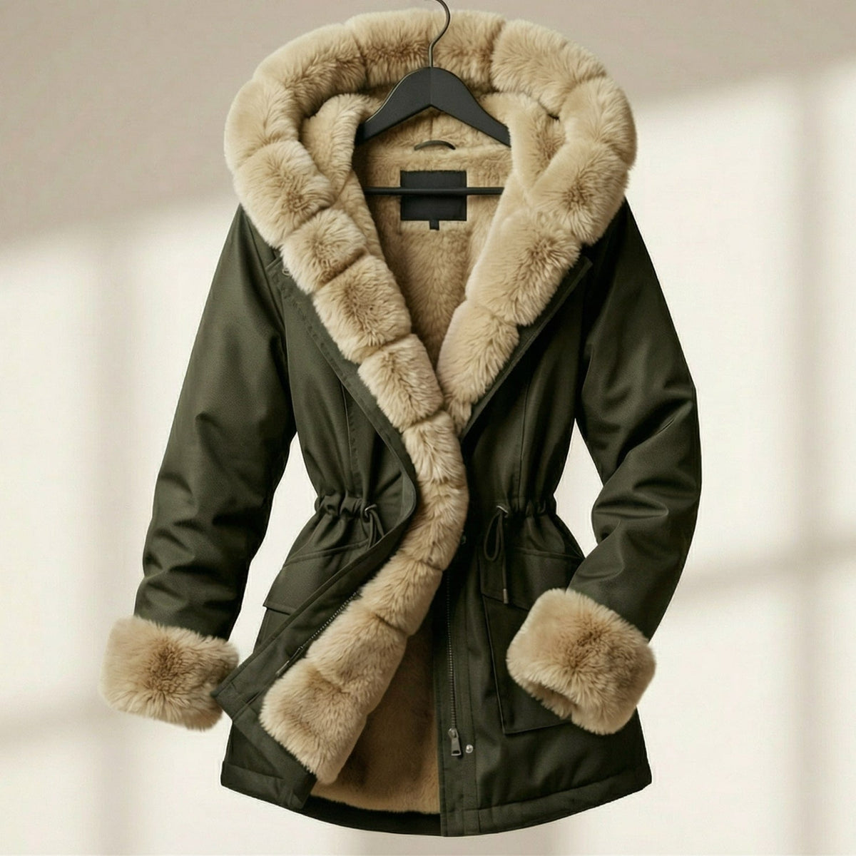Image of Renee | Women's Fur Trimmed Hooded Coat