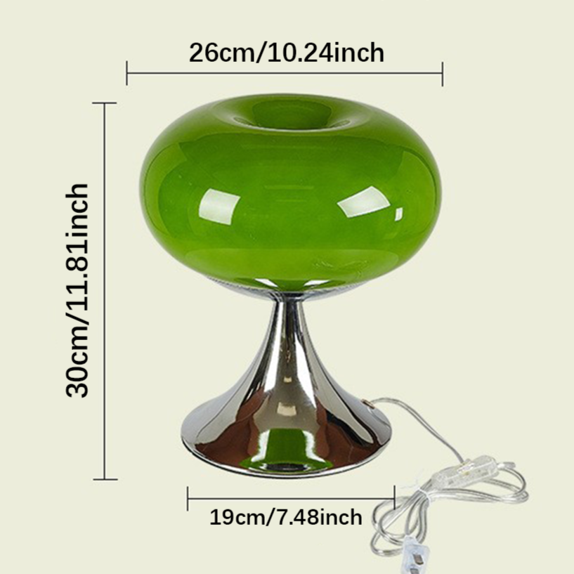 RetroGlow Table Lamp – Bauhaus Style Glass & Iron Lamp with Warm Light | E27 | 90–260V