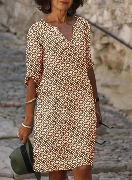 Image of Riley | Women's V-Neck Midi Dress