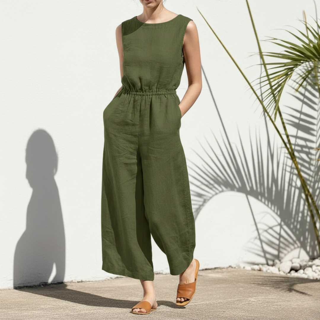 Image of Sadie | Women's Sleeveless Casual Wide Leg Jumpsuit