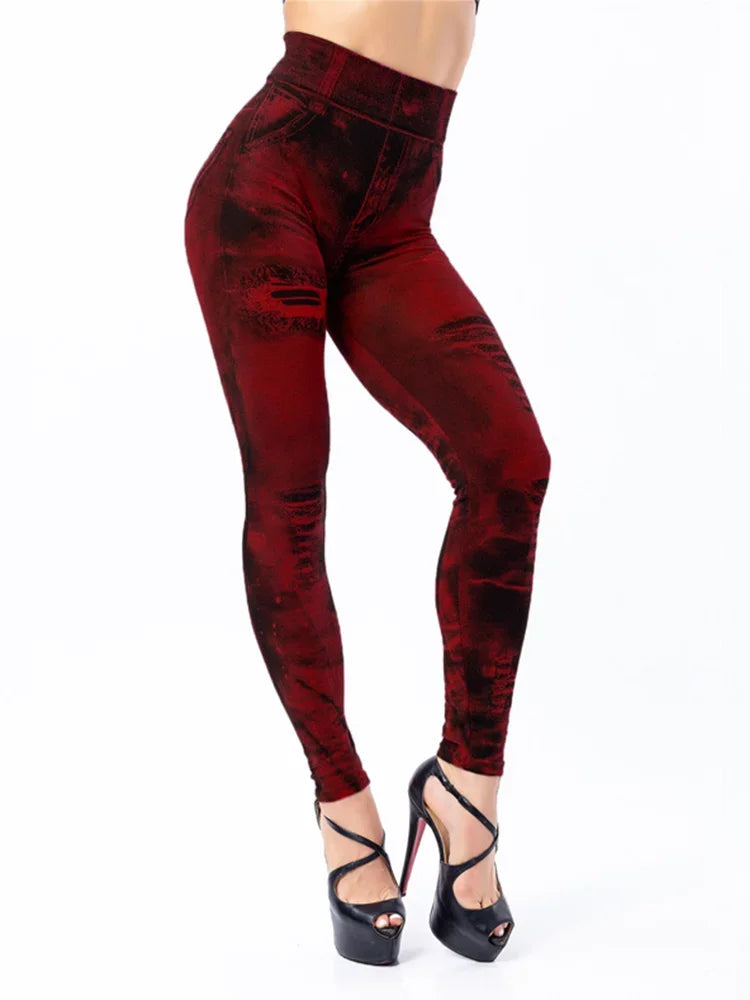 Image of Sally | Women's High-Waisted Distressed Leggings