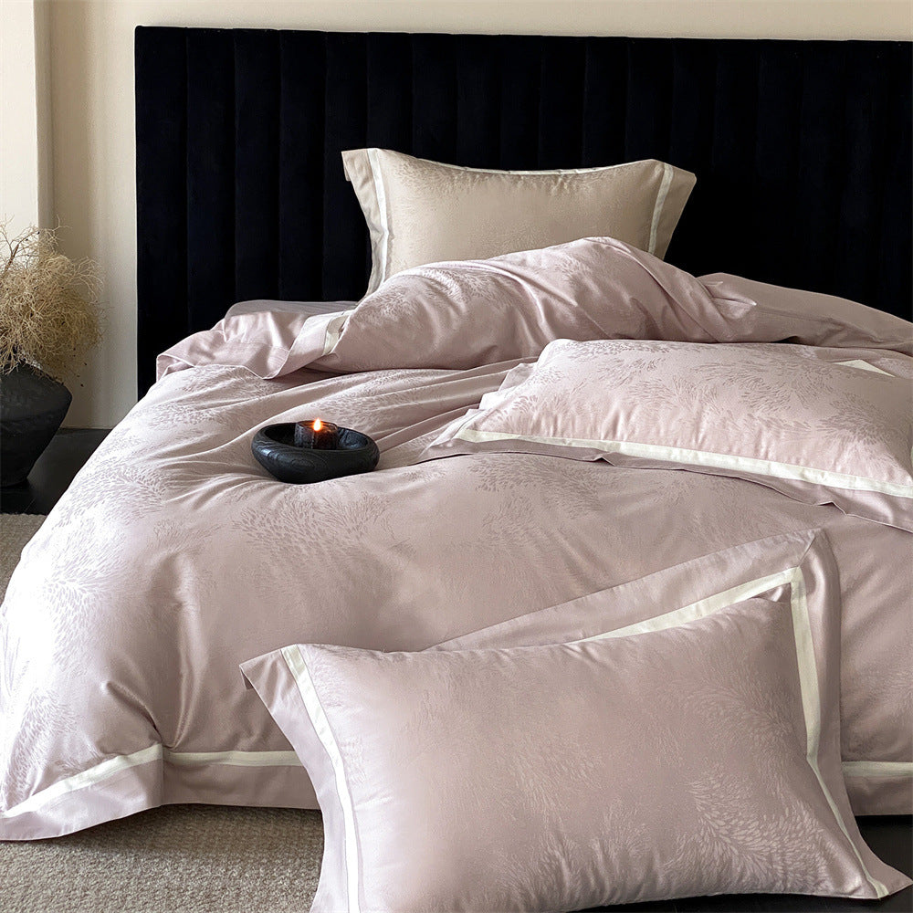 Satin Bedding Set with Jacquard Pattern and Fine Hem