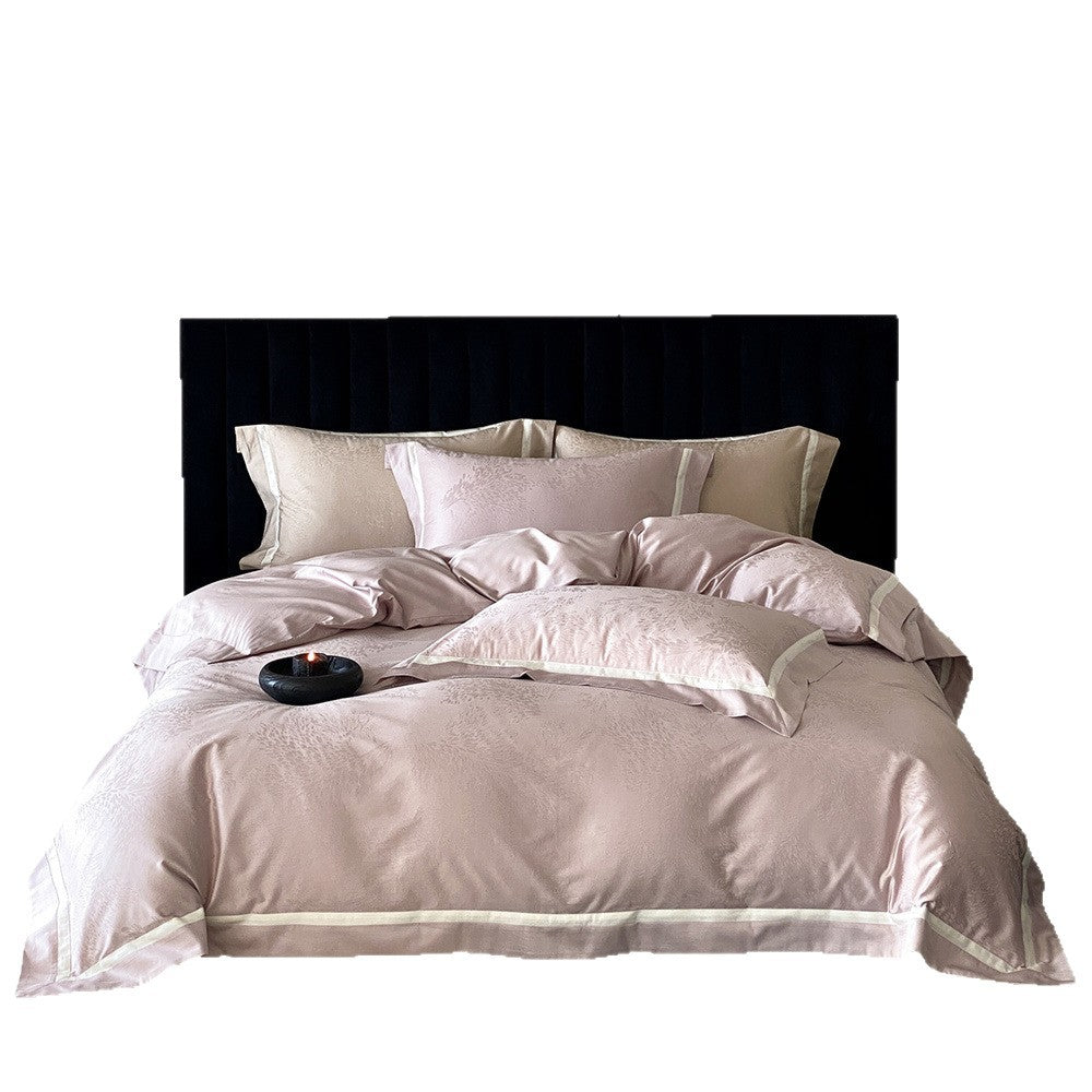 Satin Bedding Set with Jacquard Pattern and Fine Hem