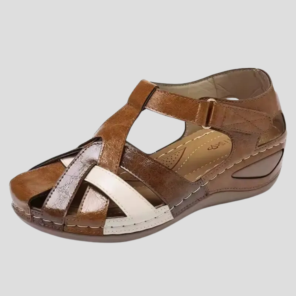 Image of Scarlett | Women's Multi-Strap Closed Toe Wedge Sandals