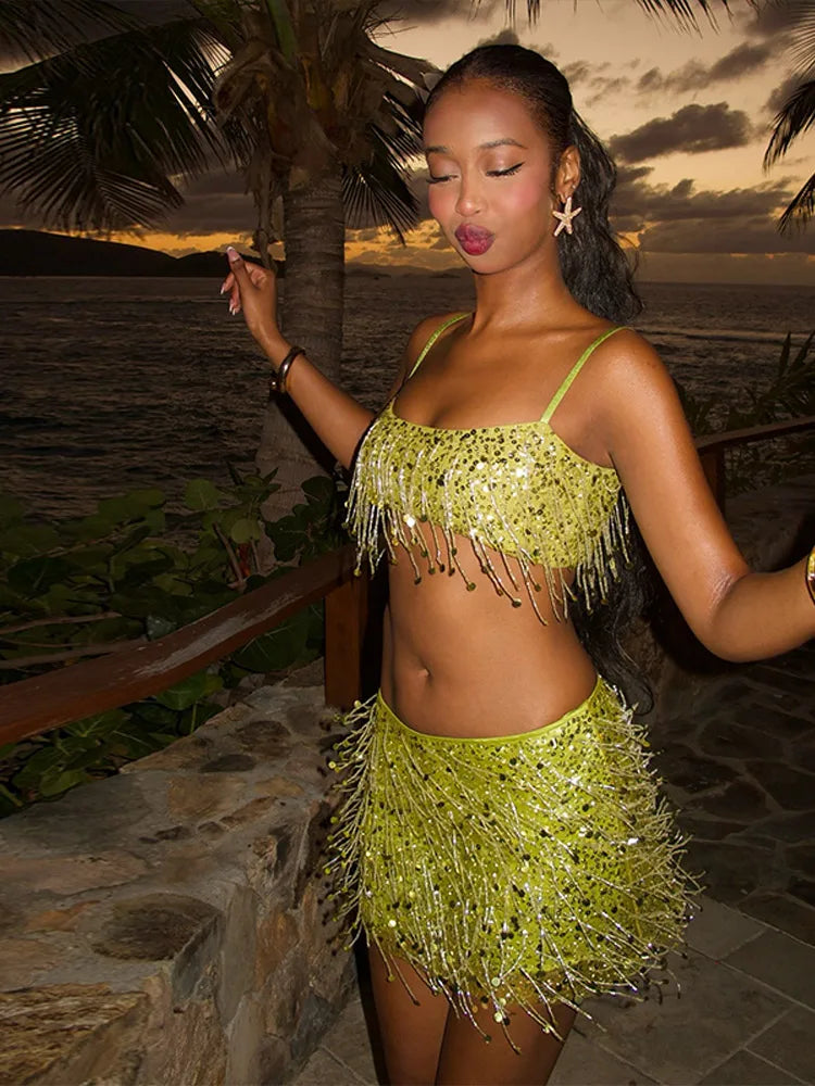 Sequin Tassel Bikini Set