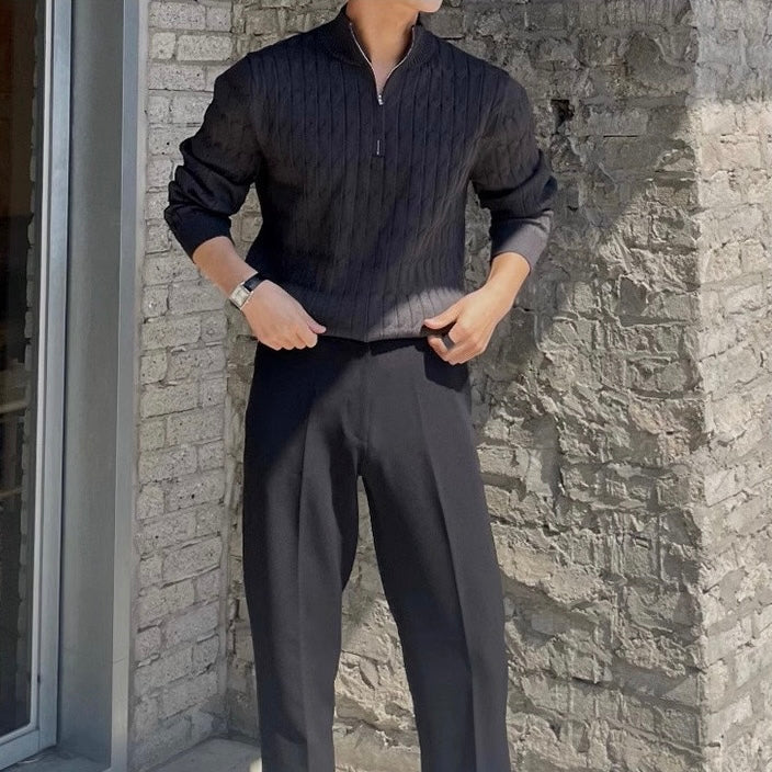 Image of Shane | Men's Quarter Zip Ribbed Sweater