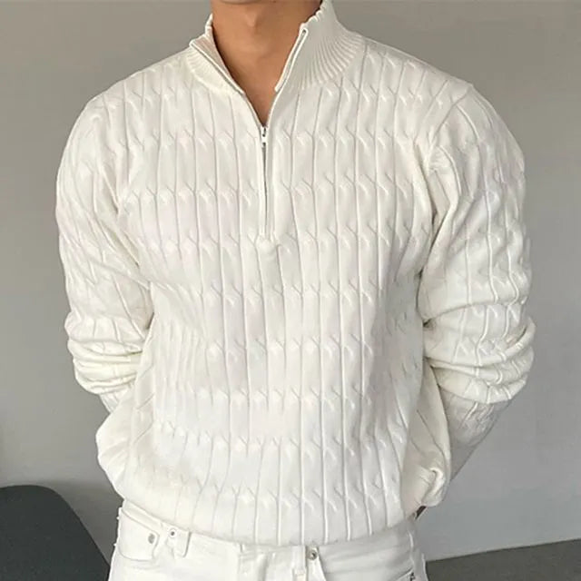 Image of Shane | Men's Quarter Zip Ribbed Sweater