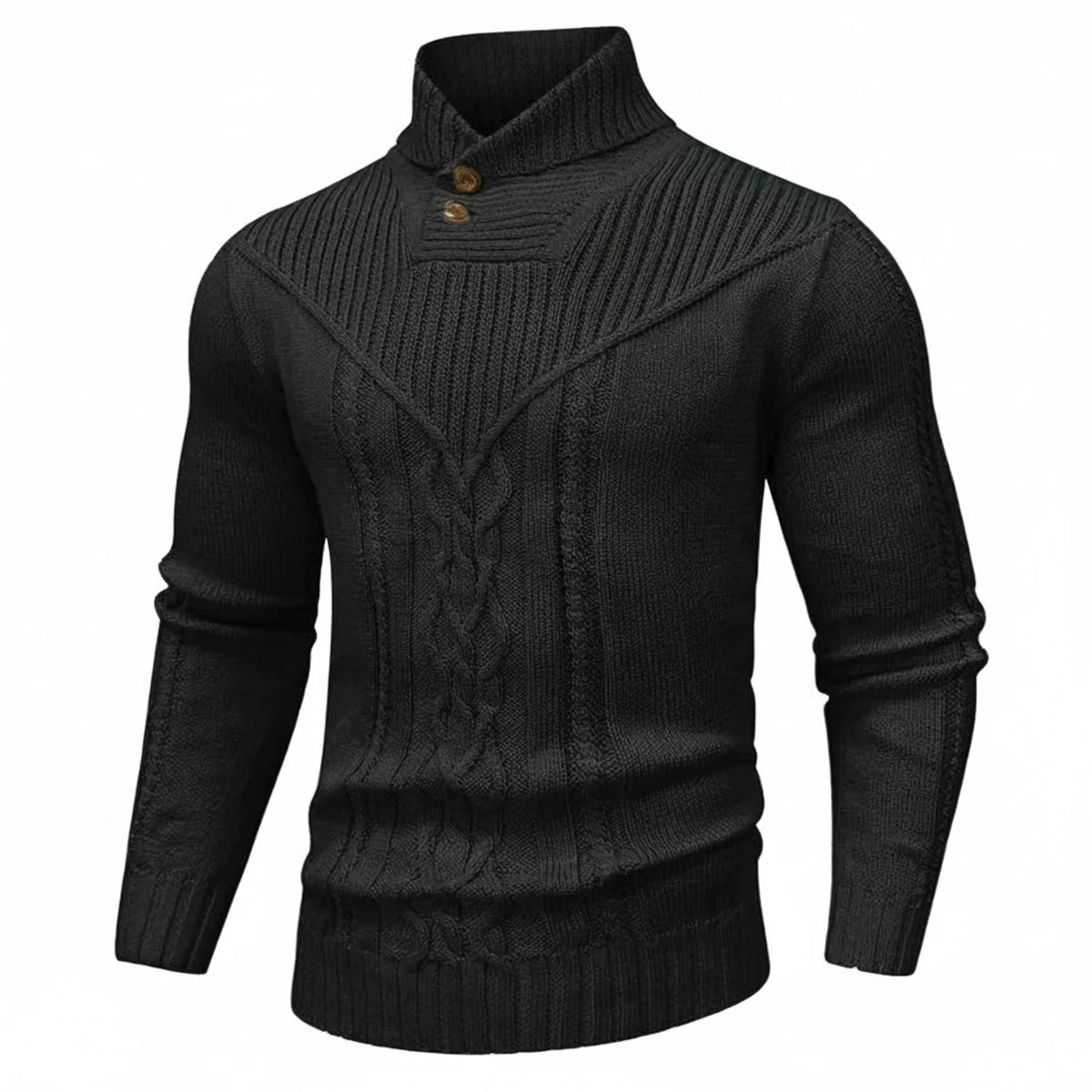 Shawl Collar Cable Knit Sweater for Men