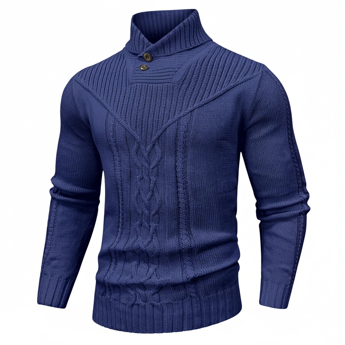 Shawl Collar Cable Knit Sweater for Men