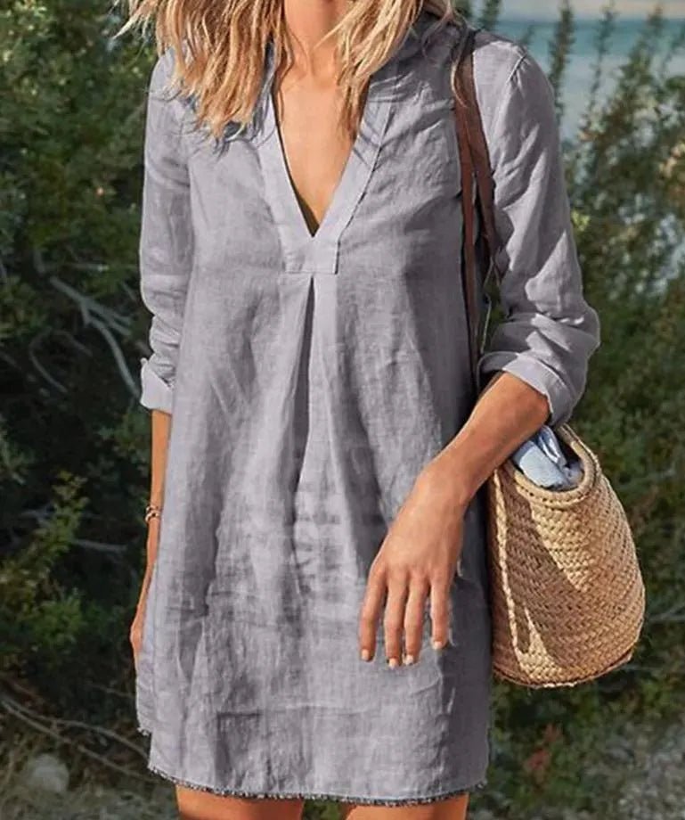 Image of Shelby | Women's V-Neck Long Sleeve Mini Dress