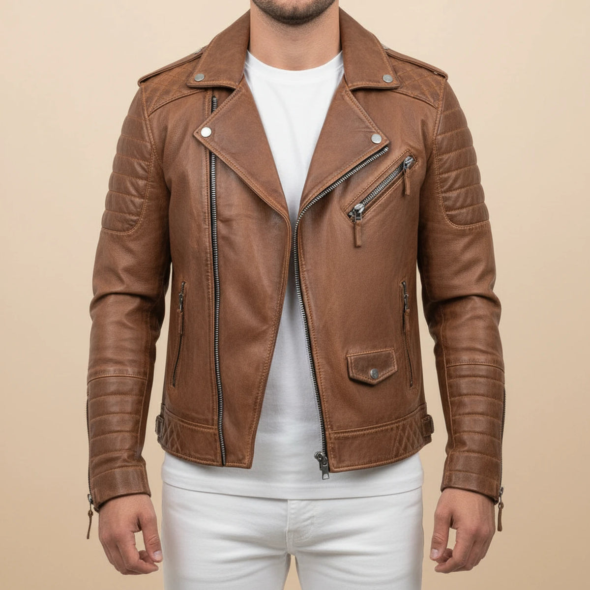 Slim-Fit Biker Jacket for Men
