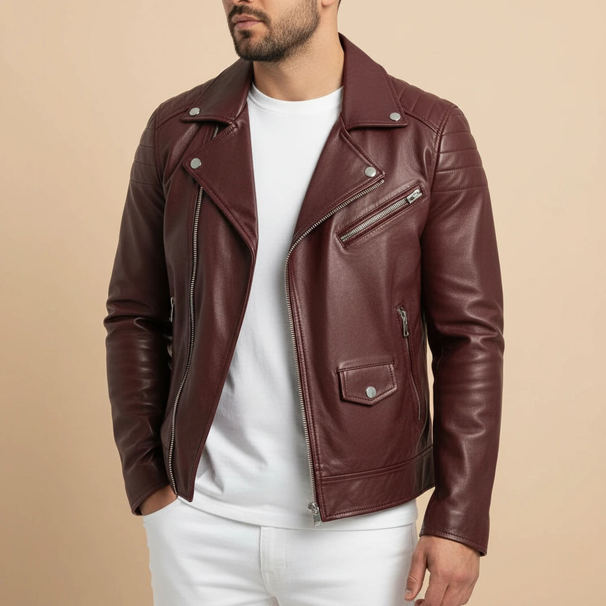 Slim-Fit Biker Jacket for Men