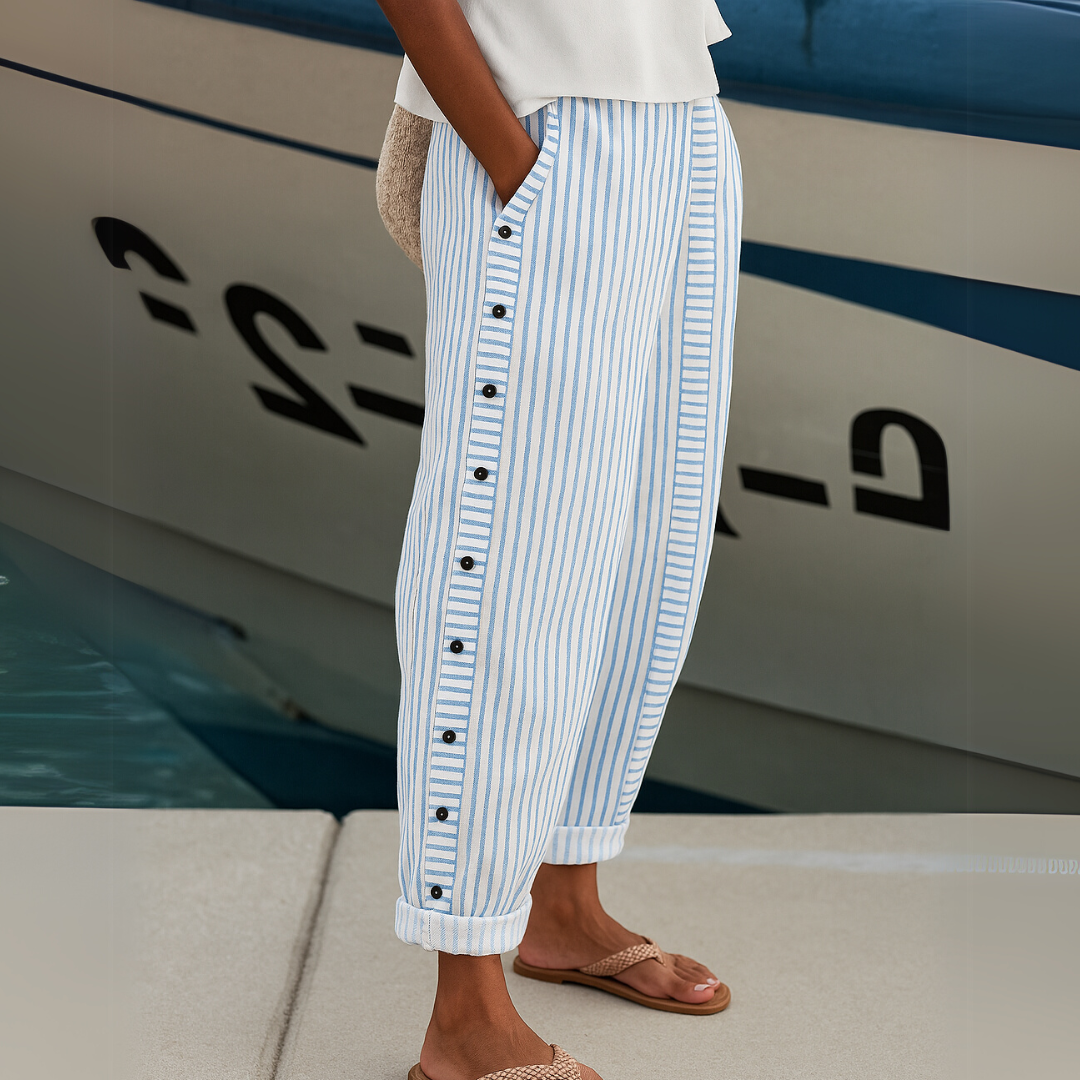 Striped Button Pants