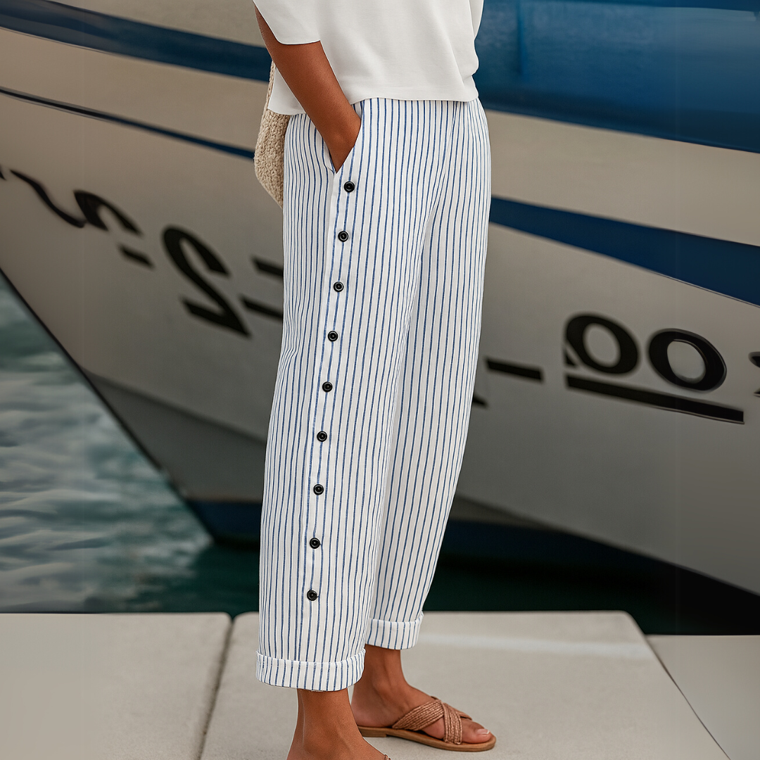 Striped Button Pants