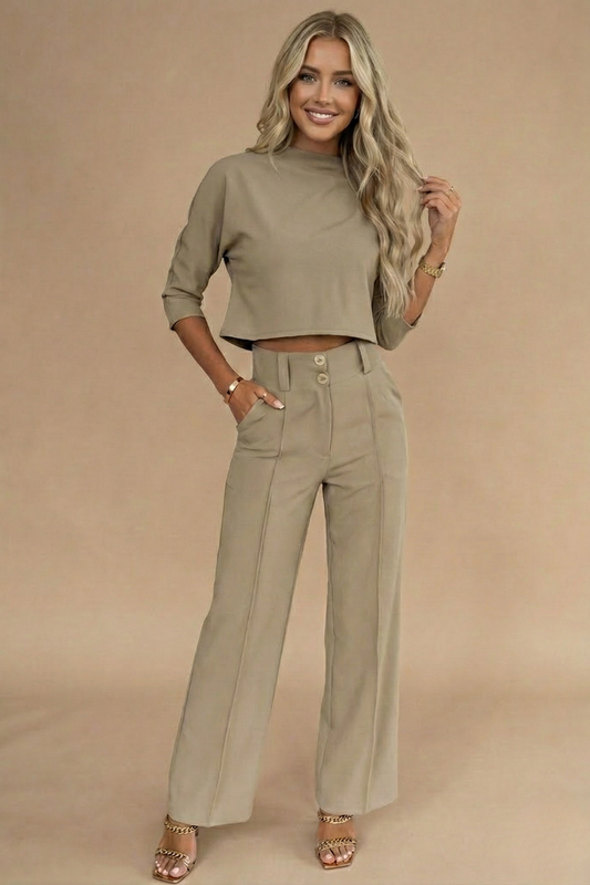 Image of Susan | Women's Cropped Two-Piece Pant Set