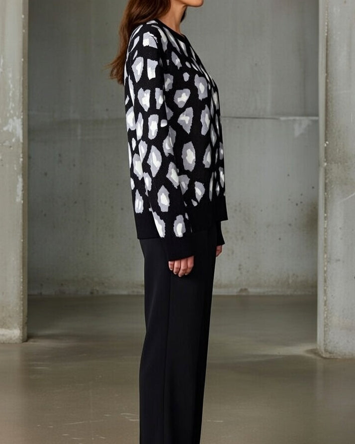 Image of Tabitha | Women's Relaxed Fit Leopard Print Sweater Set