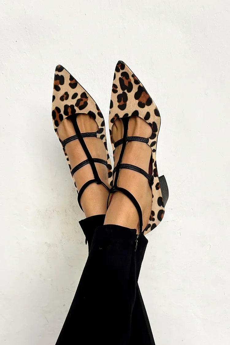 Image of Trinity | Women's Pointed Toe T-Strap Flats