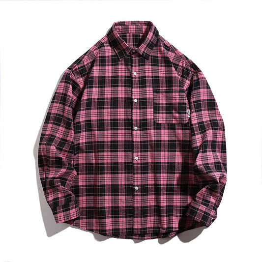 Unisex Classic Fit Checked Cotton Flannel Shirt with Chest Pocket