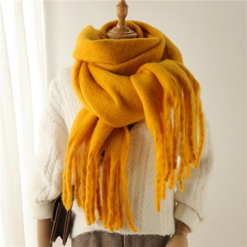 Unisex Luxury Winter Scarf - Thick Blanket Scarf with Long Fringe for Couples - Perfect for Winter