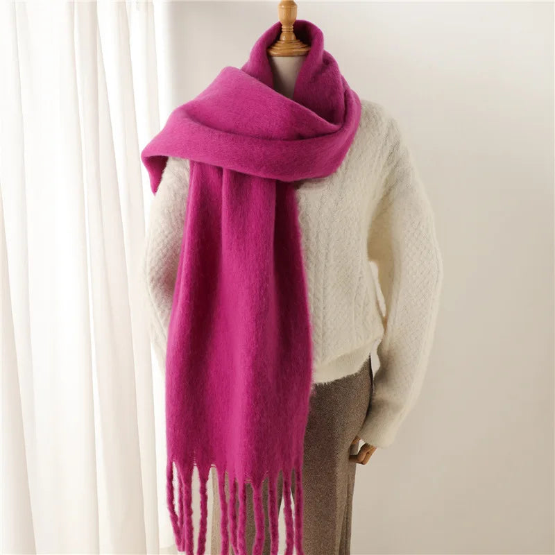 Unisex Luxury Winter Scarf - Thick Blanket Scarf with Long Fringe for Couples - Perfect for Winter