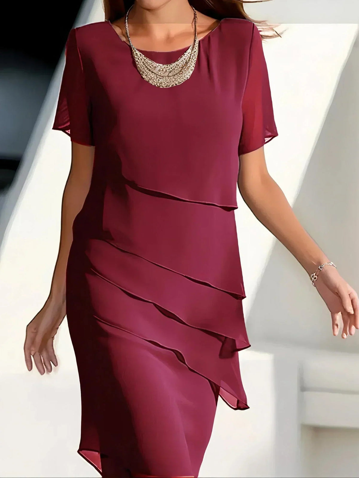 Image of Vicki | Women's Tiered A-Line Midi Dress
