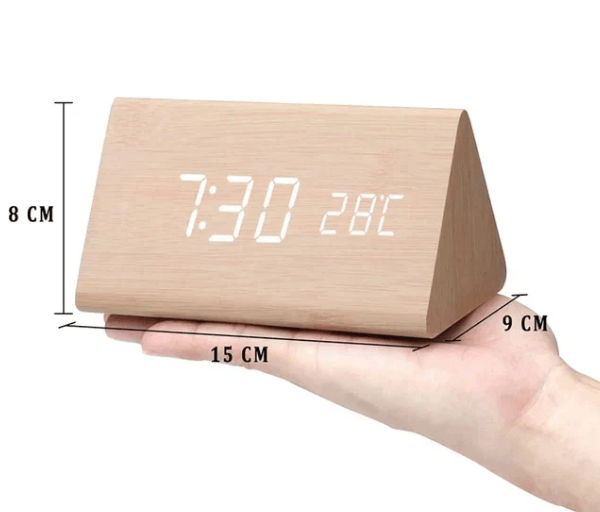 Voice-Controlled LED Wooden Clock - Modern Design