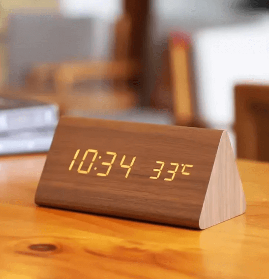 Voice-Controlled LED Wooden Clock - Modern Design