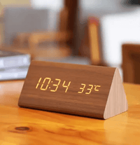 Voice-Controlled LED Wooden Clock - Modern Design