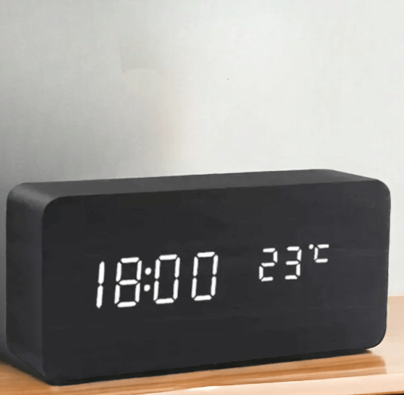 Voice-Controlled LED Wooden Clock - Modern Design