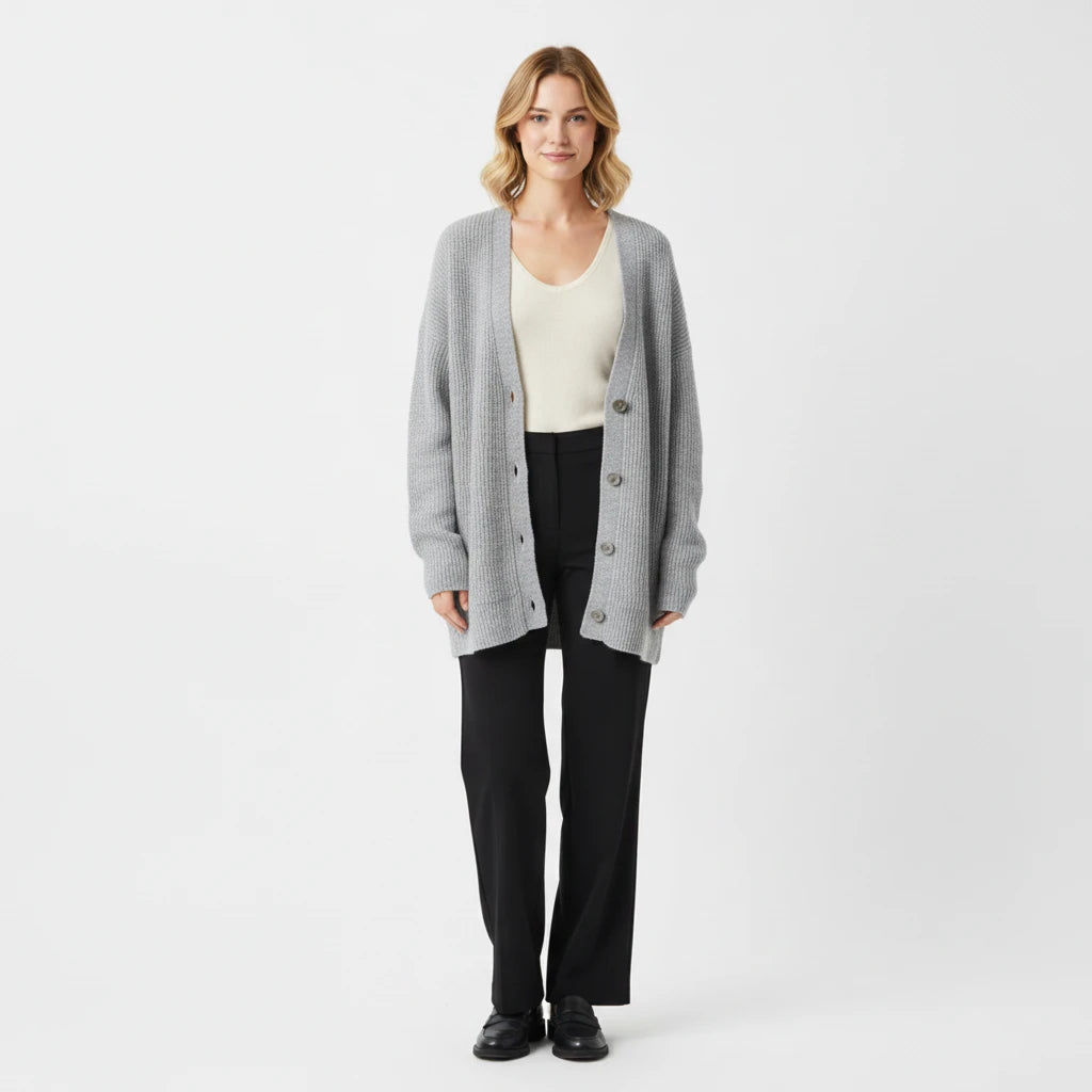 Oversized Ribbed Knit Cardigan for Women