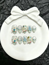 Whimsical Character Press-On Nail Art Set