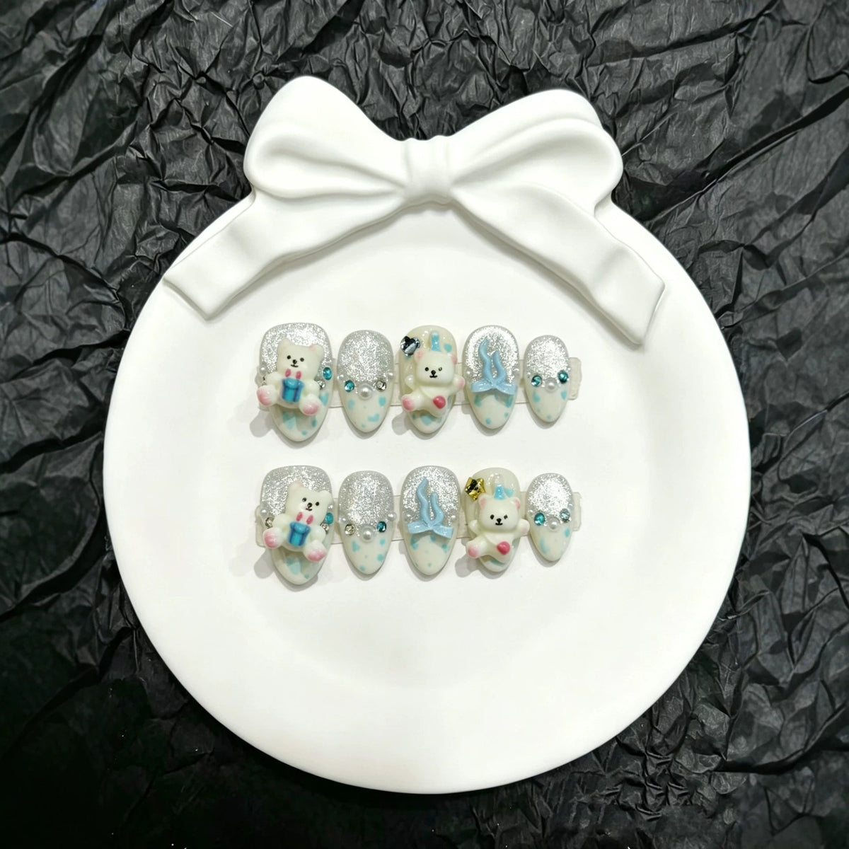 Whimsical Character Press-On Nail Art Set