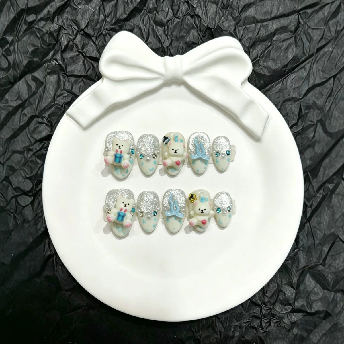 Whimsical Character Press-On Nail Art Set