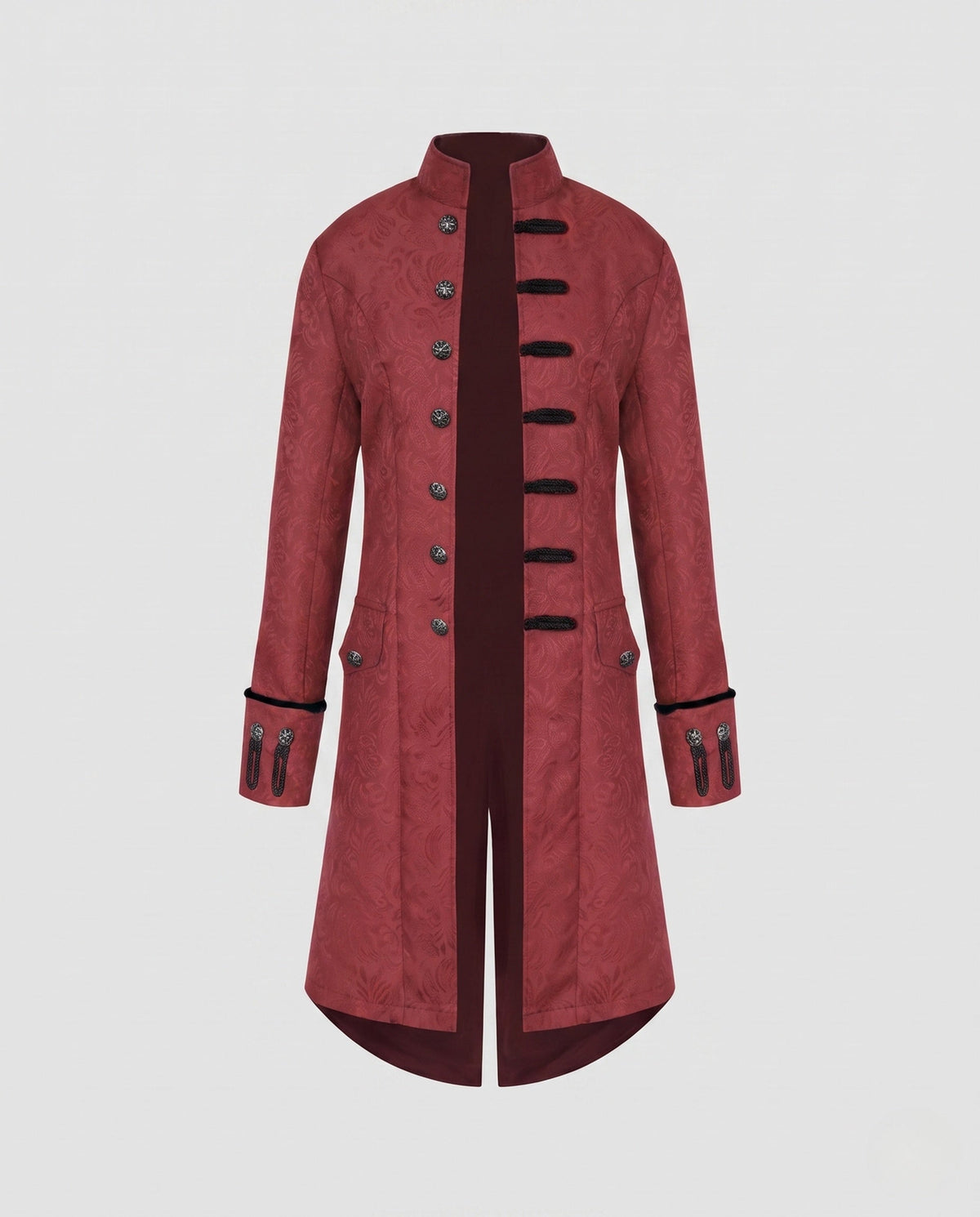Women's Frock Coat with Stand Collar and Button Placket