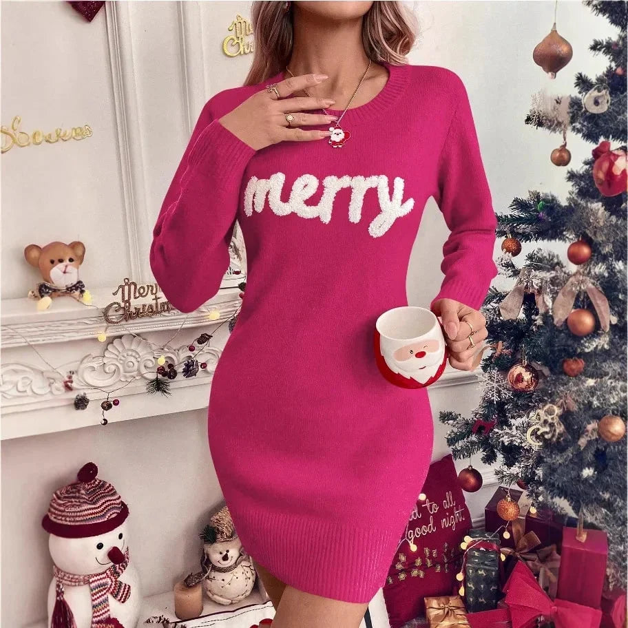 Women's Cotton-Blend Christmas Sweater – Crew Neck, Long Sleeves, Multicolor Tree Motif
