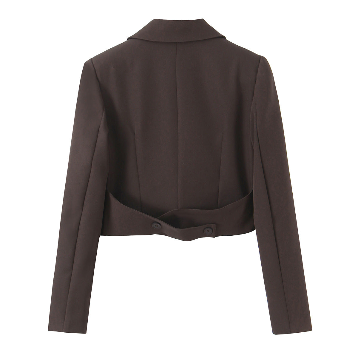 Women's Cropped Blazer with Double-Button Closure and Notched Lapel