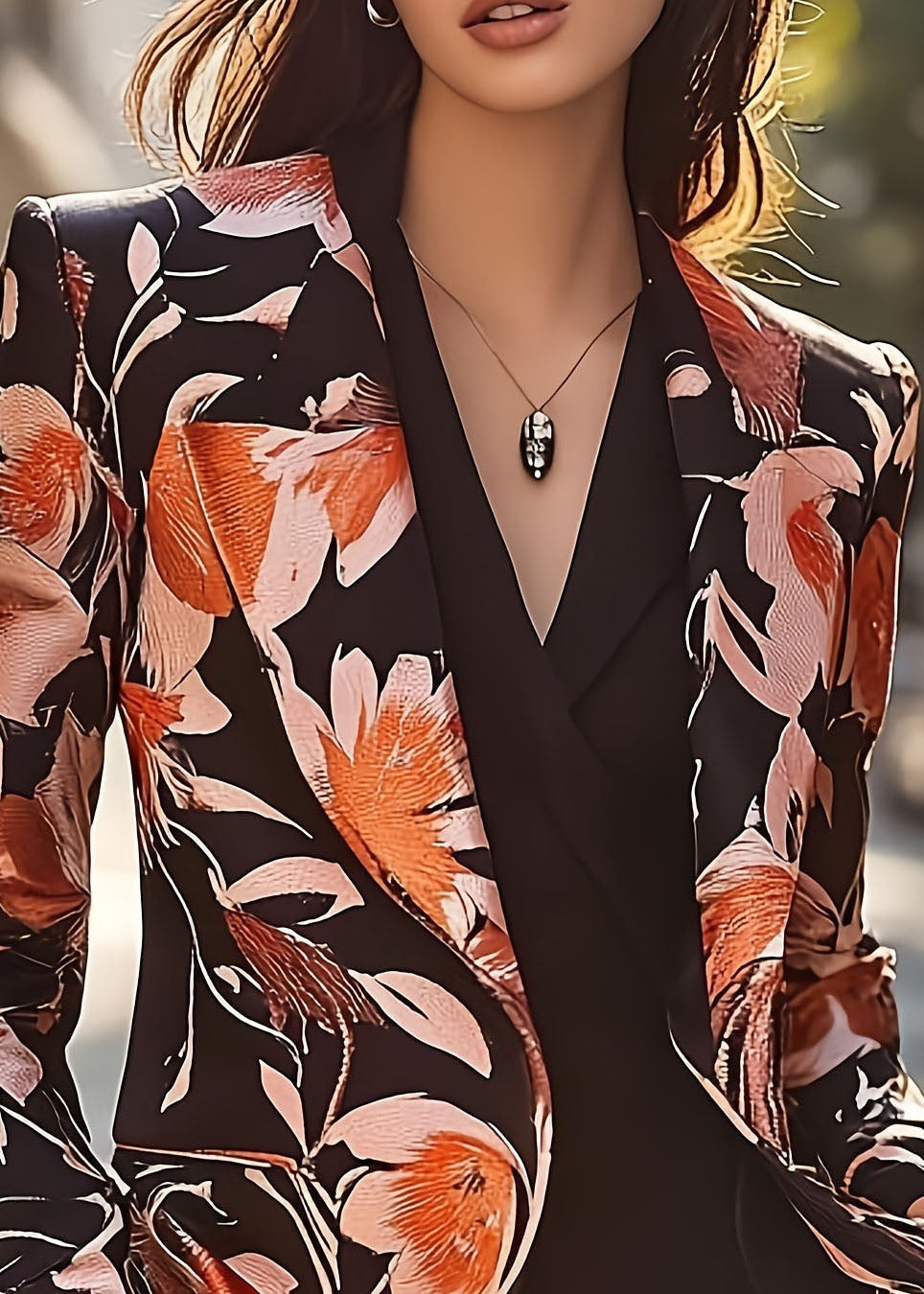 Women's Elegant Floral Blazer with Colorful Pattern