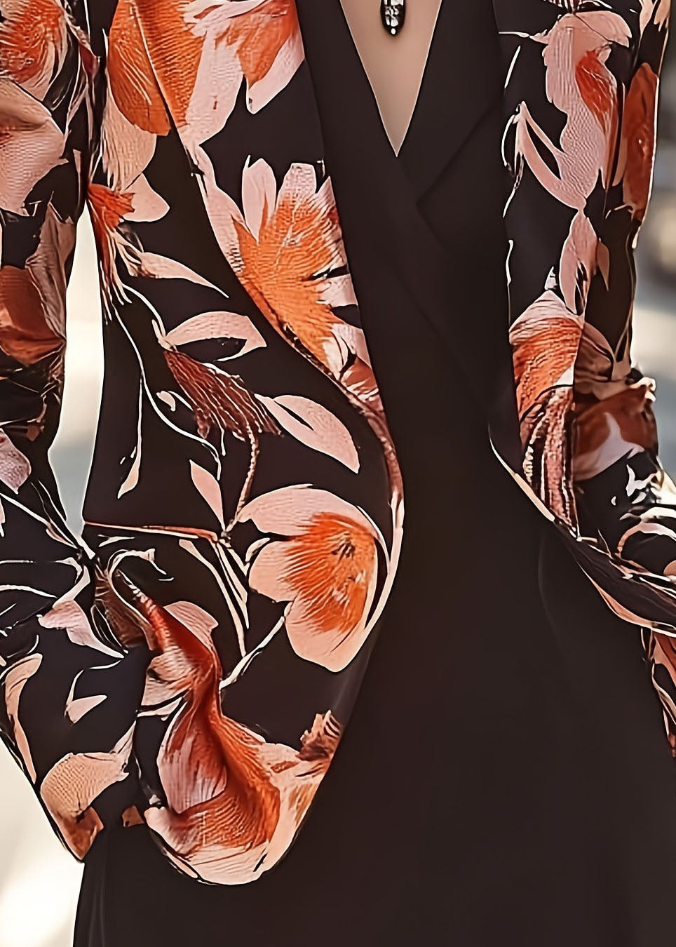 Women's Elegant Floral Blazer with Colorful Pattern