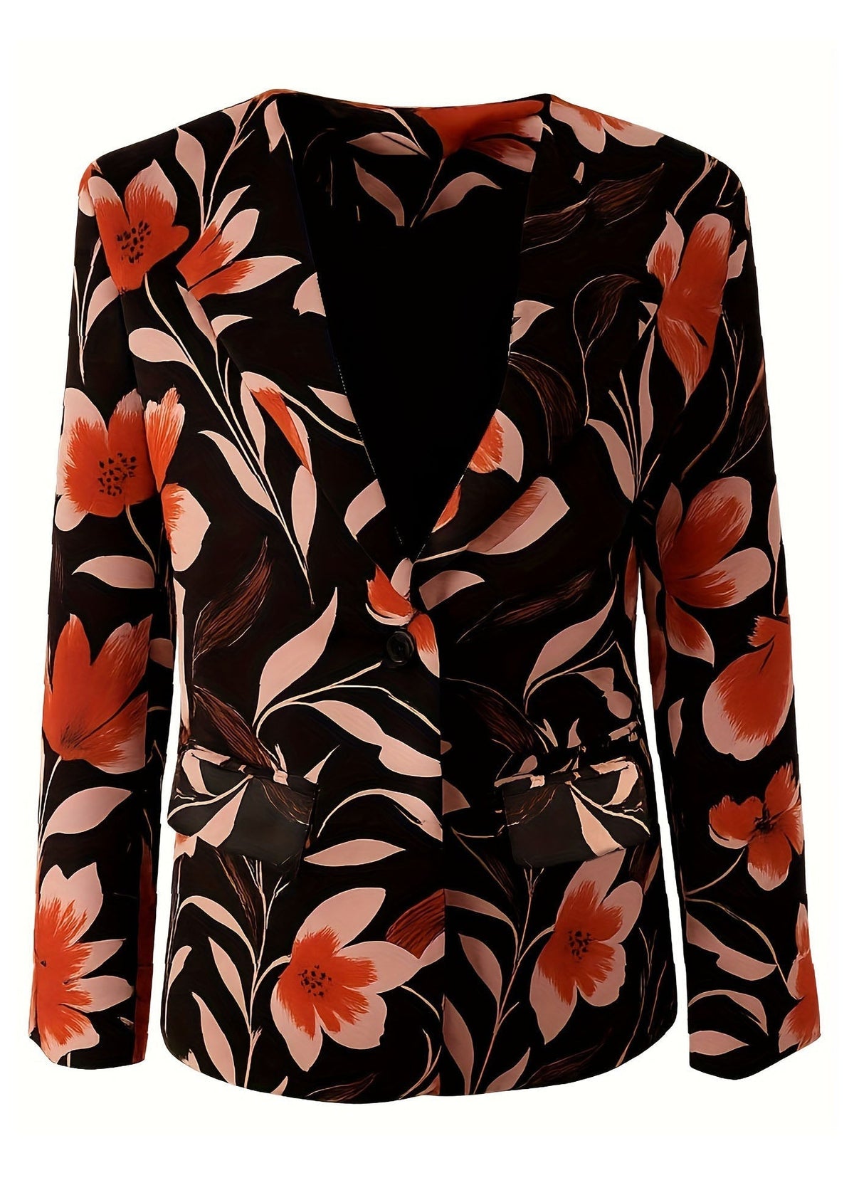 Women's Elegant Floral Blazer with Colorful Pattern
