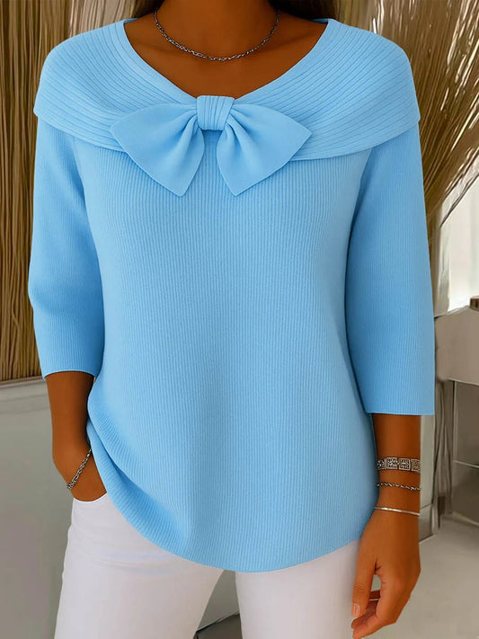 Women's Fitted Sweater with Bow Detail in a Soft Fabric Blend