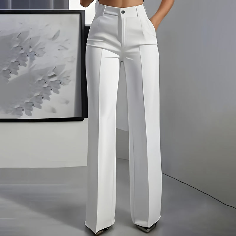 Women's High-Waisted Straight-Leg Dress Pants with Pressed Crease